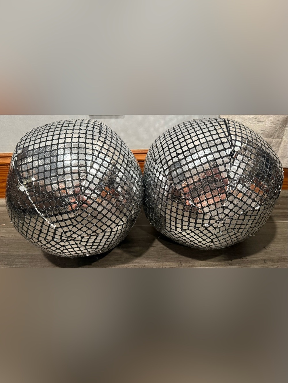 Silver Sequin Pouf Ottoman/Couch Pillows-Disco Balls. - Picture 3 of 6
